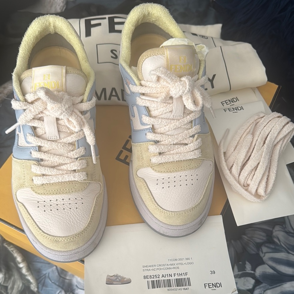 Fendi Yellow and Blue Sneakers